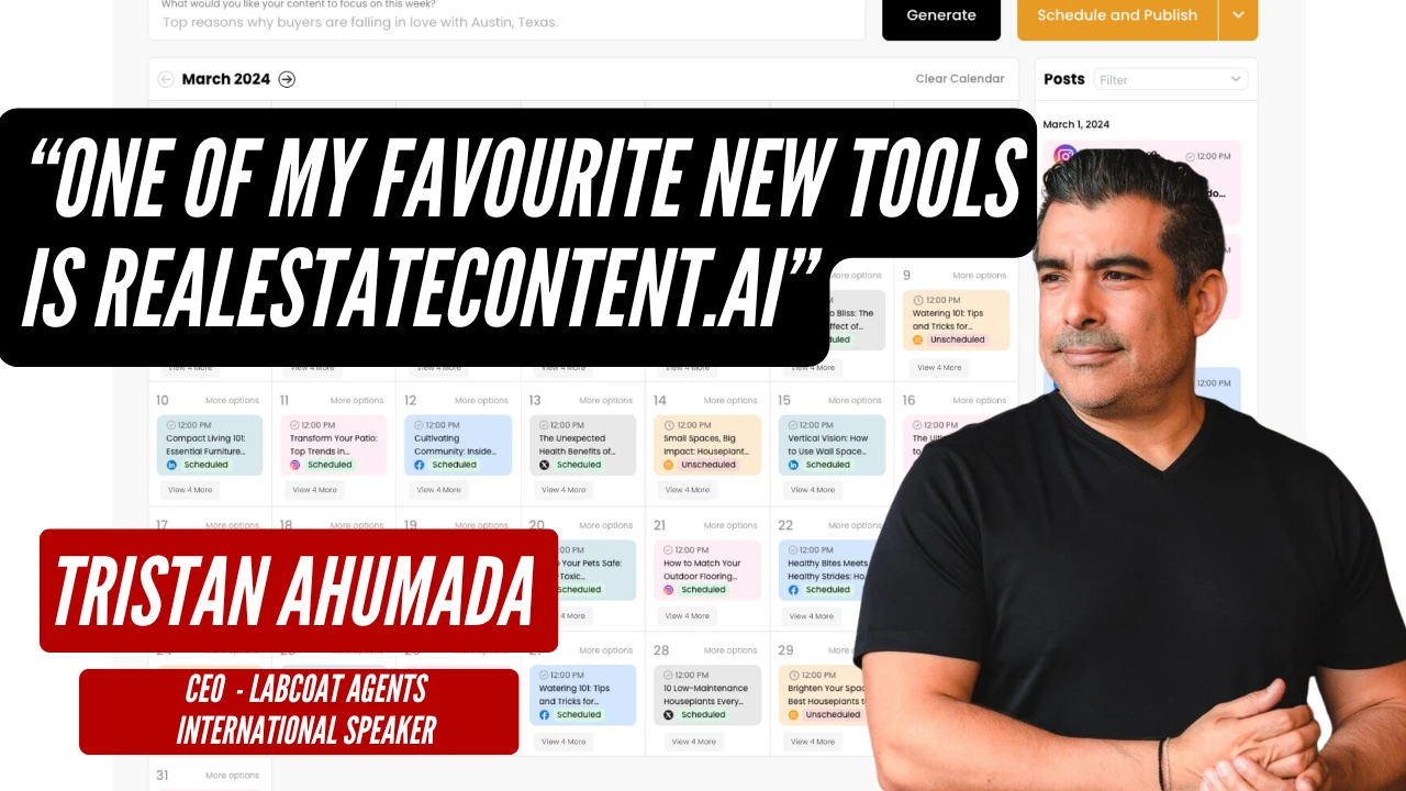 Tristan Ahumada, CEO, Labcoat Agents: One of my favourite new tools is RealEstateContent.ai.