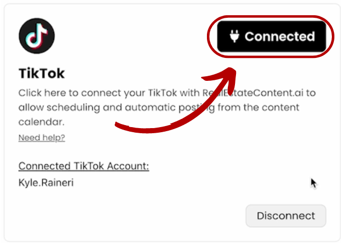 How to connect tiktok to realestatecontent.ai