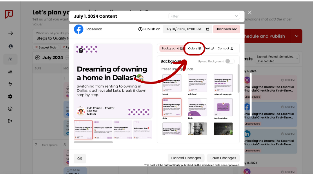 Adding custom colors to posts realestatecontent.ai