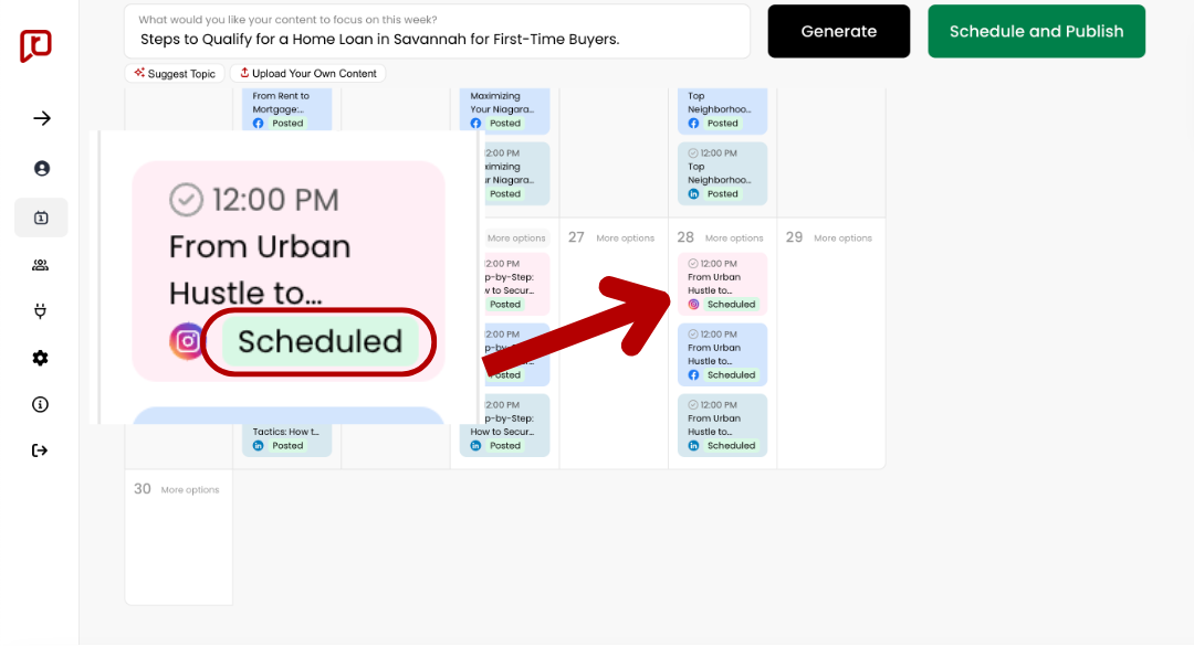 Schedule social media posts realestatecontent.ai