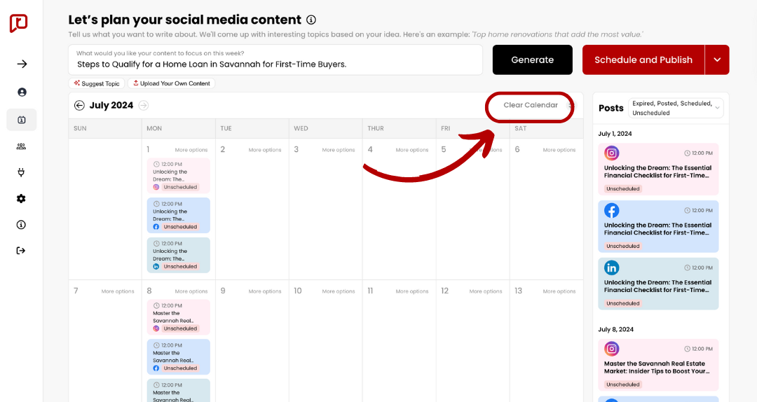Delete Social Media Calendar