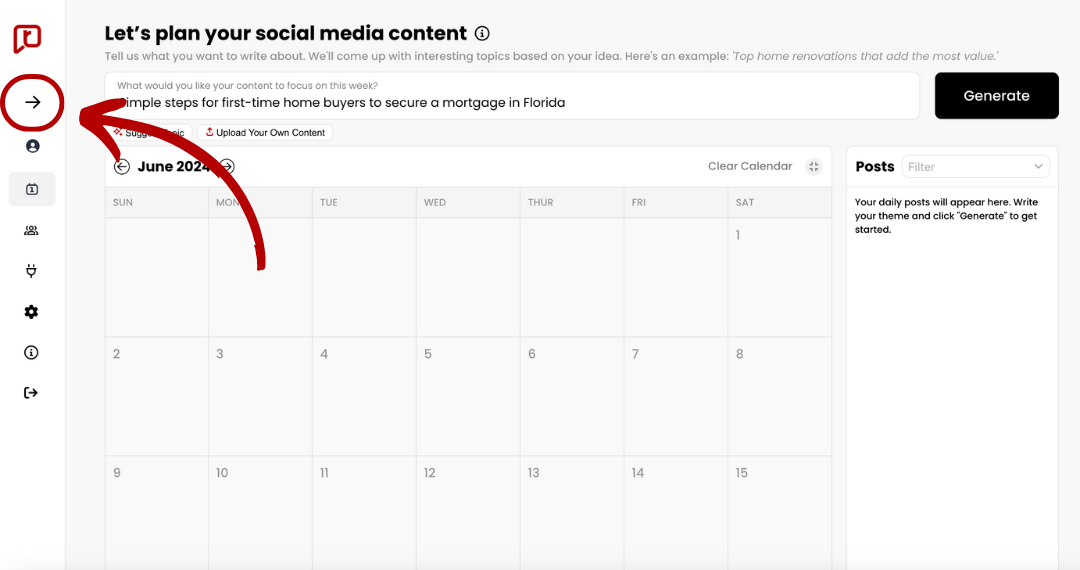 Realtor AI social media that connects to facebook instagram linkedin tiktok twitter