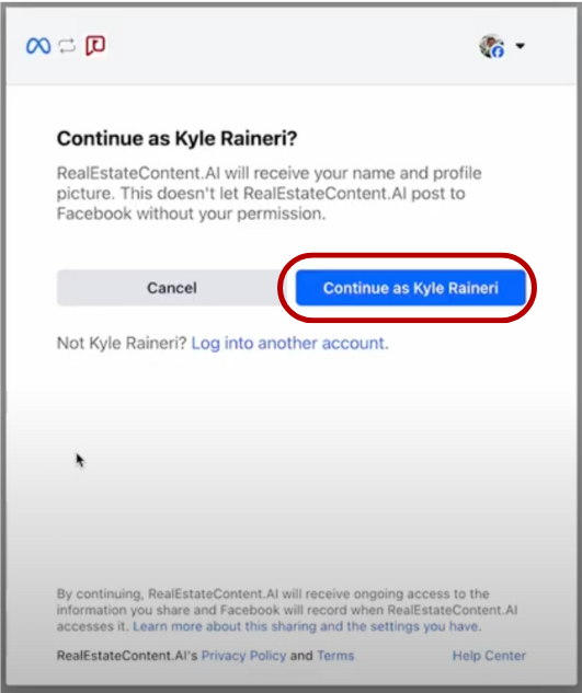Connect Facebook on realestatecontent.ai for realtors real estate social media