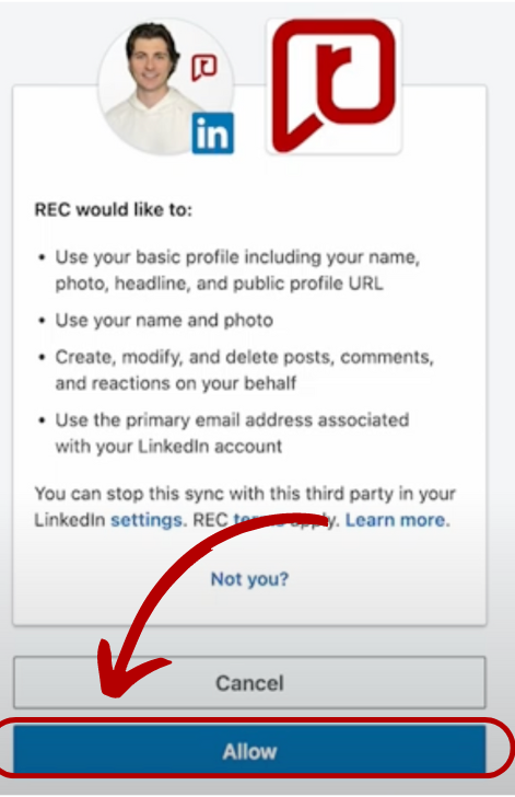Connecting linkedin for realestatecontent.ai