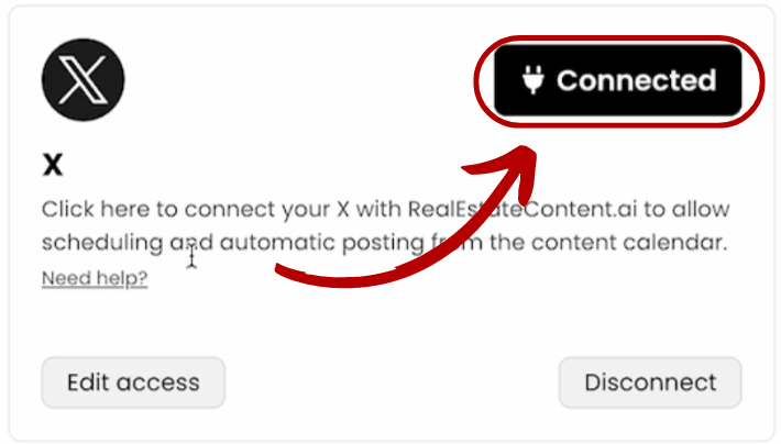 Connect X twitter realestatecontent.ai