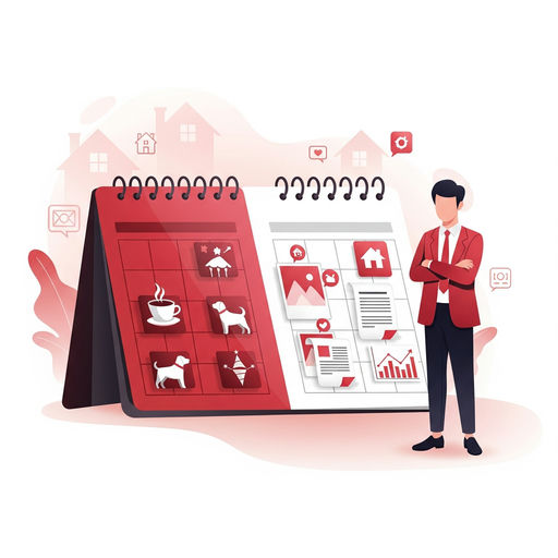 How to share personality on social media while staying professional — real estate agent balancing personal and professional content on a calendar