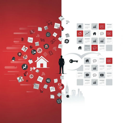 Sustainable real estate content strategy cover for agents featuring batching, repurposing, and automation systems